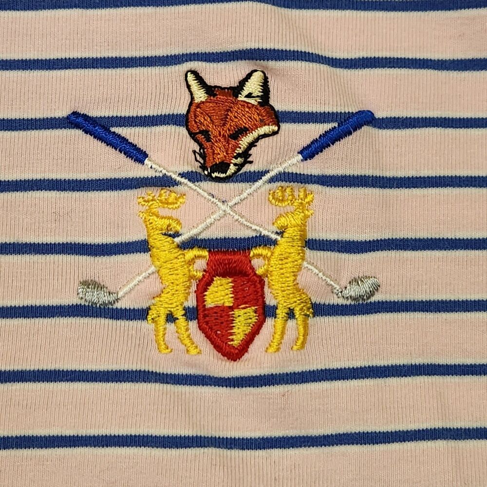 B. Draddy Polo Shirt Men's XL Pink Blue Striped Short Sleeve Golf Pima Cotton - Picture 5 of 5